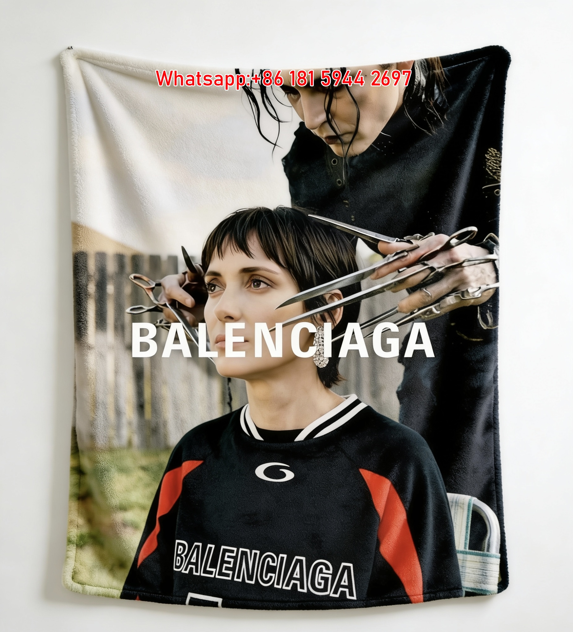 Balenciaga Edward Scissorhands Editorial Flannel Sofa Throw Blanket BA222